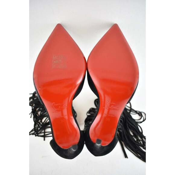 Christian Louboutin Courtain 100 Black Fringe Ankle Strap Sandal Heel Pump 36 - Picture 12 of 12
